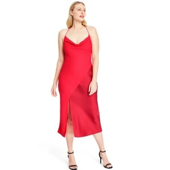Cushnie for Target Red Halter Tie Neck Slip Dress Size 12 NWT - Picture 4 of 16